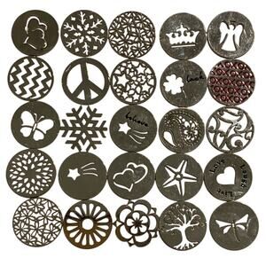 75-Piece Silver Metal 22mm Decorative Circle Floating Locket Jewelry Supplies